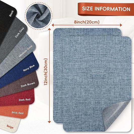 Linen Fabric Repair Tape 2 Pcs 8x12 Inch, Self Adhesive Couch Patch Repair Fabric Tape for Furniture, Linen Patch Kit for Couch, Carpet, Upholstery, Chair, Sofa, Cushion, Bag (Blue Grey)