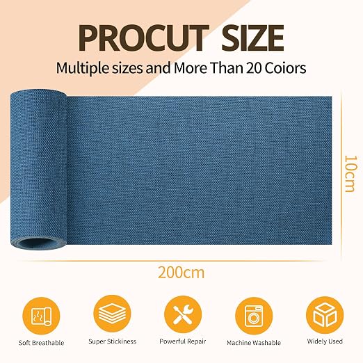 Fabric Repair Tape, Self-Adhesive Couch Patch Repair Fabric Patches for Furniture, Couch Repairing Kit Tape for Upholstery, Carpets, Chairs, Sofas, Pillows Linen 4x80 Inch Navy Blue