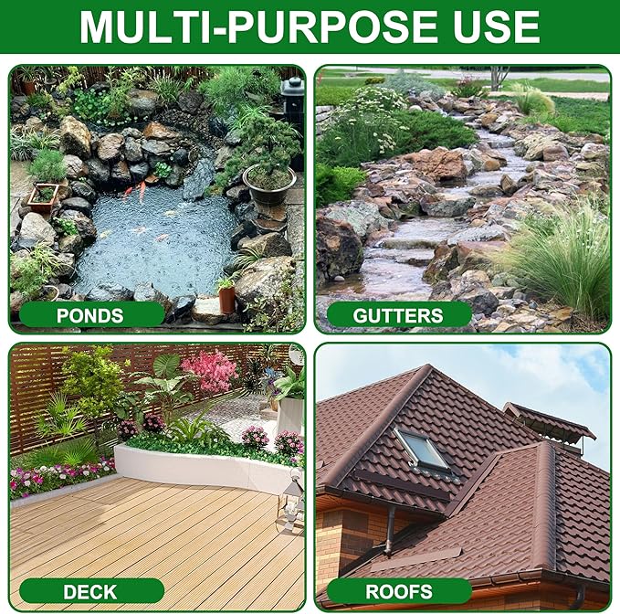 Adroiteet 2 Pcs Pond Liner Repair Kit, 10" x 10" Adhesive Rubber Patch Kit for EPDM HDPE Outdoor Ponds Liners Waterproof Leak Seal for Garden Fish Pond Pools