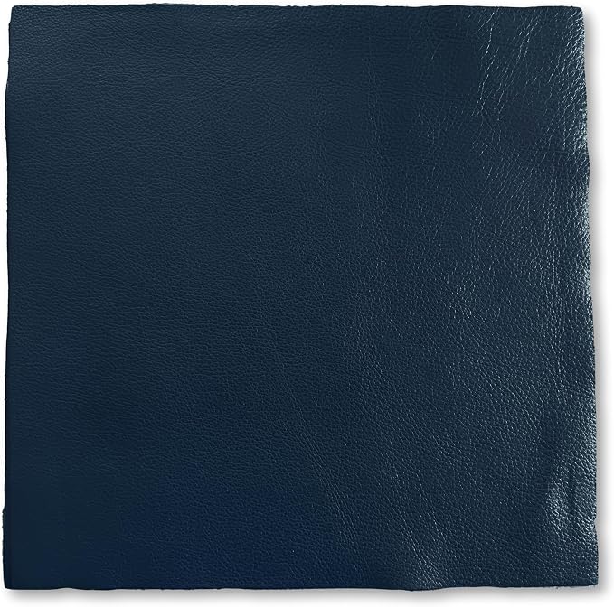 Natural Grain Cow Leathers: 12'' x 12'' Pre-Cut Leather Pieces (Navy, 1 Piece)