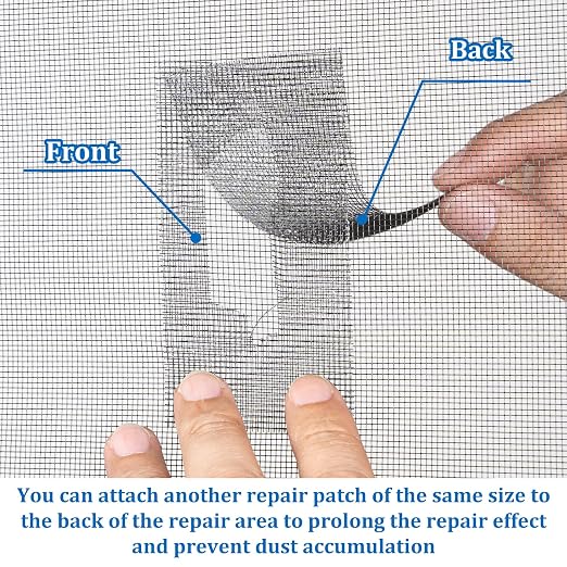 Window Screen Repair Tape 4 in x 20 FT Fiberglass Strong Adhesive Screen Patch, Waterproof Mesh Repair Kit for Window & Door Screen Holes Tears - Black