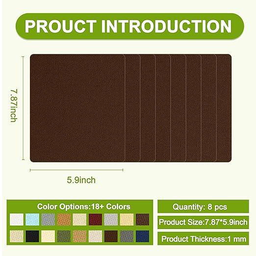 Besezx Canvas Repair Patch,Outdoor Gear Patch, 7.87x5.9 Inches 8PCS,Waterproof Self-Adhesive Fabric Repair Tape for Repairing Boat Covers,Sun Shades,Sofas,Tents,Lounge Chairs,Awnings (Dark Brown)