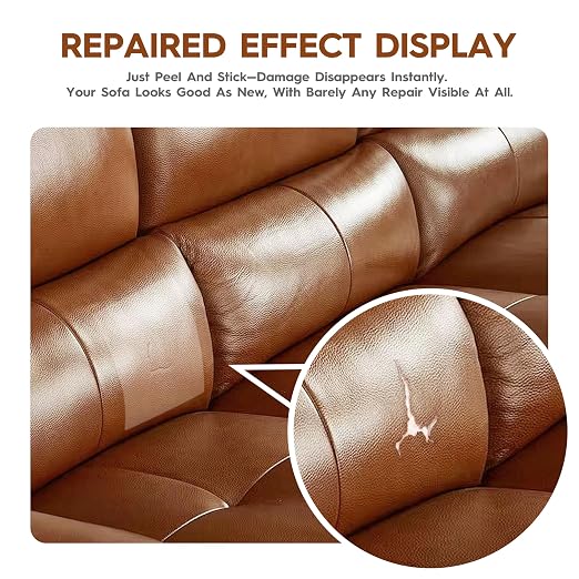 Transparent Leather Repair Patches, 5.5" x 8", 6 Sheets, Self-Adhesive Leather Repair Kit for Furniture, Sofas, Car Seats, Office Chairs and Vinyl Repair.（Semi-Transparent）