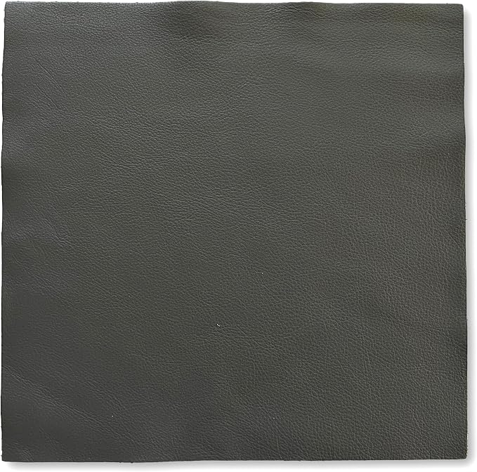 Natural Grain Cow Leathers: 12'' x 12'' Pre-Cut Leather Pieces (Gray, 1 Piece)