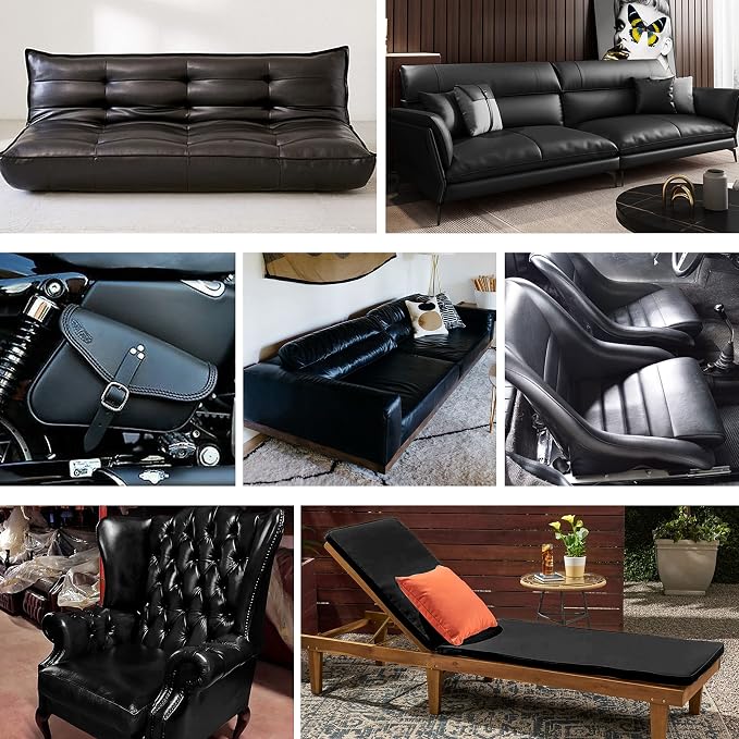 Marine Vinyl Upholstery Faux Leather: Meneng Black Grain Faux Leather 54"x18" Marine Vinyl Fabric Waterproof Durable for DIY Upholstery Boat Car Sofa