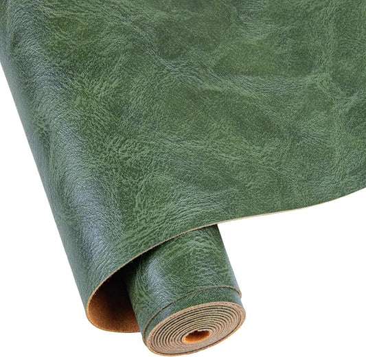 Faux Leather Fabric Sheet, 12 x 54 Inches, Texture Synthetic Material for DIY Crafts, Leather earings,Upholstery, Automotive, Sofa Projects Individual 1/3 Yard Cut (Olive, 1/3 Yard)
