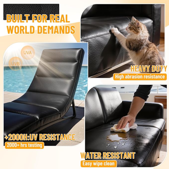 Marine Vinyl Upholstery Faux Leather: Meneng Black Grain Faux Leather 54"x72" Marine Vinyl Fabric Waterproof Durable for DIY Upholstery Boat Car Sofa
