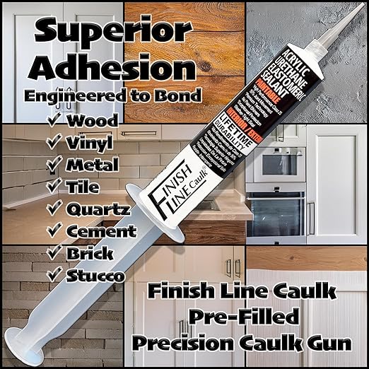 – Acrylic Urethane Elastomeric Sealant – Pre-Filled Precision Caulk Gun – Tan – 1 oz Tube – Flexible & Durable Sealant for Trim, Baseboards, and Small Cracks