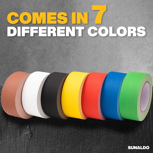 Gaffers Tape Heavy Duty, Easy to Rip, Residue-Free Professional Grade Floor Tape for Electrical Cords, Matte Finish Non Reflective, Weather Resistant (1, Yellow, 3" x 30 Yards)