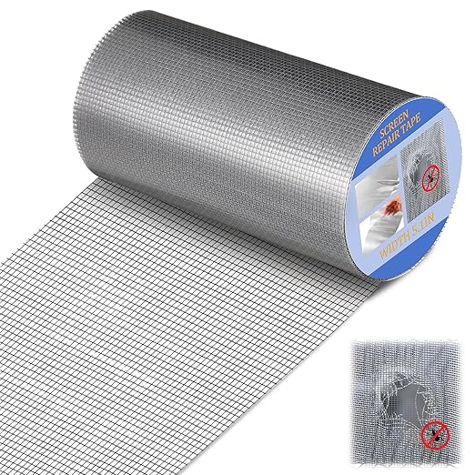 CroBlissful Extra Wide 5 inch x 20 ft Window Screen Tape Mesh Repair Strong Adhesive Waterproof Fiberglass Screen Repair Kit Patch for Window Door Tears Holes (Gray)