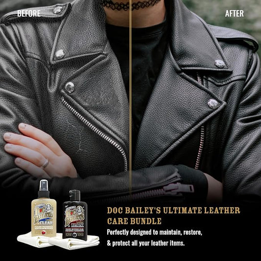 Black & Colored Leather Cleaner and Conditioner Bundle for Bags, Boots, Saddles & Car Interior - 4oz, 2 Packs