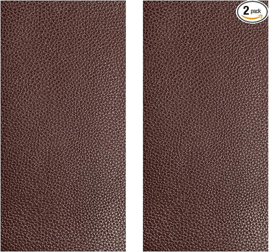 2 PCS Leather Repair Patch Tape, 4 x 8 Inch Waterproof PU Leather Repair Tape for Car Seat, Self-Adhesive Patch Kit for Repairing Couch Chairs Furniture, Car Accessories (Dark Brown)