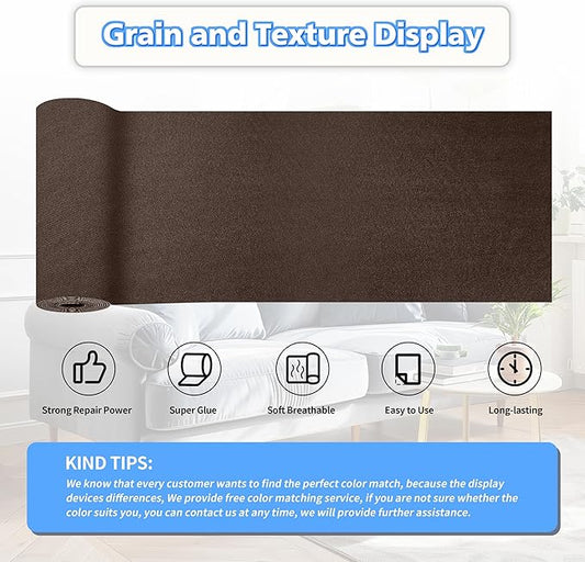 KING MOUNTAIN Couch Fabric Repair Patch, Fabric Patches for Furniture, 4" x 63" Waterproof Velvet Repair Tape for Sofas, Car Seats, Furniture, Upholstery Fabrics and Velvet Goods. （Coffee）