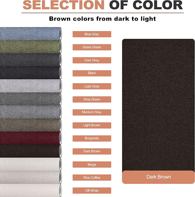 Fine Linen Repair Patches, Self-Adhesive Linen Fabric Patches, 12X40 inch Extra Size, Multi Color, Can be Used for Linen Sofa Repair (12" x 40", Dark Brown)