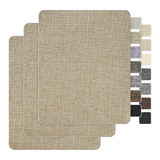 BESEZX Linen Fabric Repair Patch，3 PCS 9 * 11 Inch Self-Adhesive Couch Fabric Patch for Furniture, Sofa, Chair, Upholstery. (Coarse, Cocoa Color)