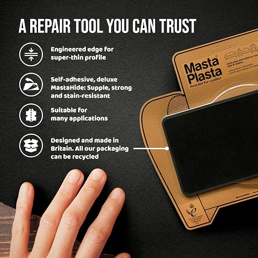 Instant MastaPlasta Suede Premium Repair Patch - Black Suede - 8in x 4in (20cm x 10cm) - Self-Adhesive Suede Upholstery-Quality Patches for Sofas, Car Interiors, Bags, Shoes & More