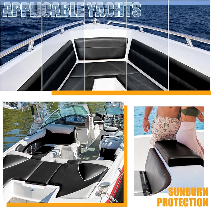 Self-Adhesive Marine Vinyl Faux Leather: Meneng 5 Yard Roll Heavy Duty Boat Seat Vinyl - Waterproof & Scratch-Resistant for Marine Upholstery - Leather Repair Patch for Furniture Sofa Couch