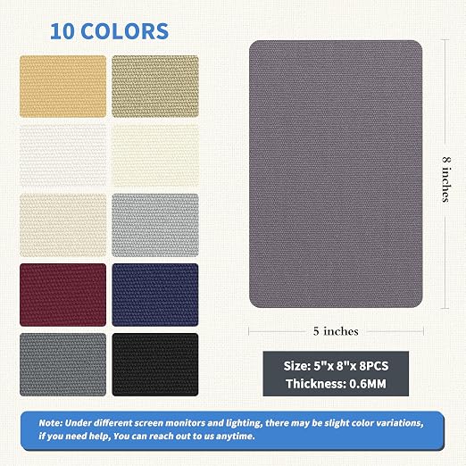 KING MOUNTAIN Canvas Repair Patch, 5×8 Inches 8pcs Self-Adhesive Waterproof Fabric Patch for Sofas, Tents, Furniture,Tote Bags, Car Seats (Grey)