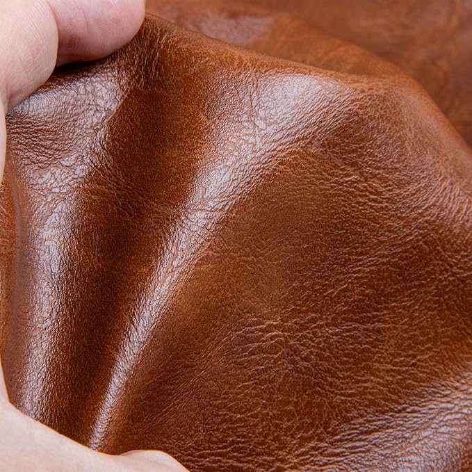Faux Leather Fabric Sheet, 36 x 54 Inches, Texture Synthetic Material for DIY Crafts, Leather earings,Upholstery, Automotive, Sofa Projects Individual 1 Yard Cut (Brown, One Yard)