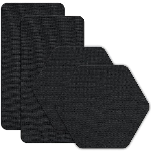 GEAR AID Tenacious Tape Gore-TEX Fabric Patches for Waterproof Jacket & Rain Gear Repair, Black, 2.5” x 2.8” Hex & 2.5” x 4” Rectangle, 4 Patches