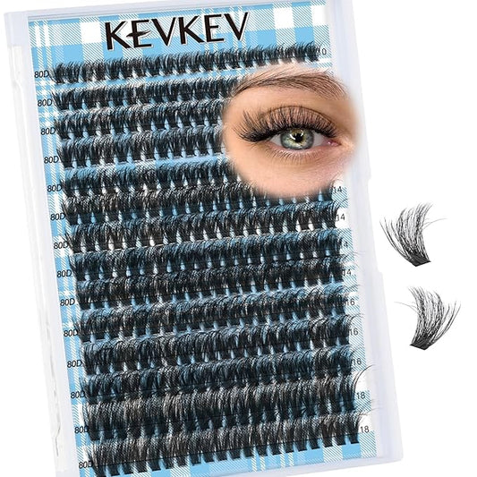 Lash Clusters 3D Volume Eyelash Clusters 10-18mm Thick Individual Lashes 280pcs D Curly Cluster Eyelash Extensions Soft DIY Lash Extension At Home(0.05D,80D)