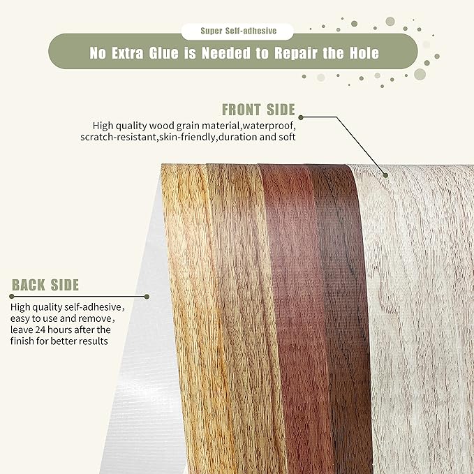 Besezx Wood Grain Repair Tape, 2.4" X15', Self Adhesive Wood Grain Repair Patch for Tables, Chairs, Baseboards, Doors, Windows, Floors, All Kinds of Furniture Renovation, Handicraft DIY. (Natural oak)