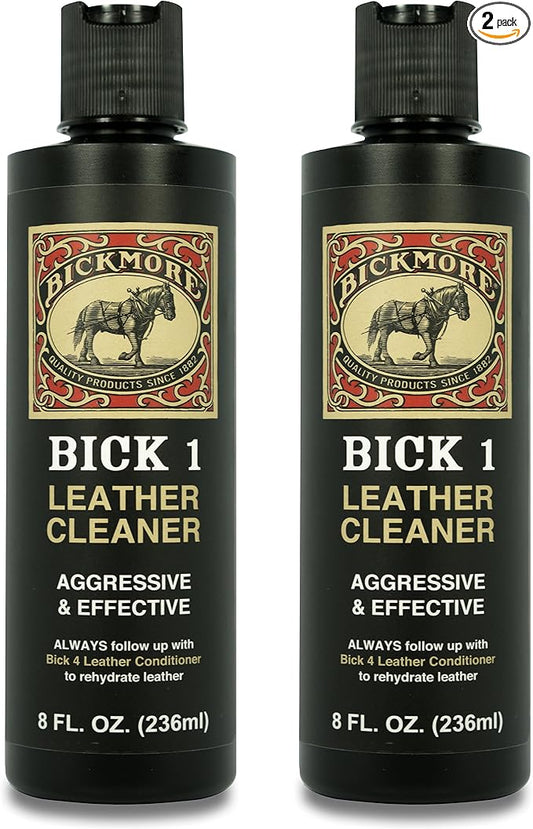 Bickmore Bick 1 Leather Cleaner 8 oz (2 Pack) - Clean Dirt, Oil, Sweat, Salt, and Water Stains from all Colored, White, and Black Leather