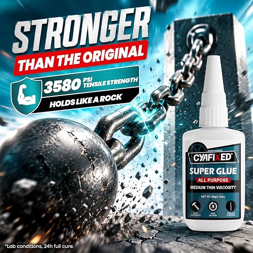 Fast Super Glue 60 Gram, Strong Instant Thin CA Glue with Precision Microtips & Anti-Clog Caps for Wood Ceramic Plastic Glass 3D Prints Model