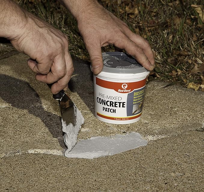 Red Devil 0644 Concrete Repair Patch, Cement Crack Fillter, Pre-Mixed, 1 Quart, Pack of 1, Gray, Made in USA