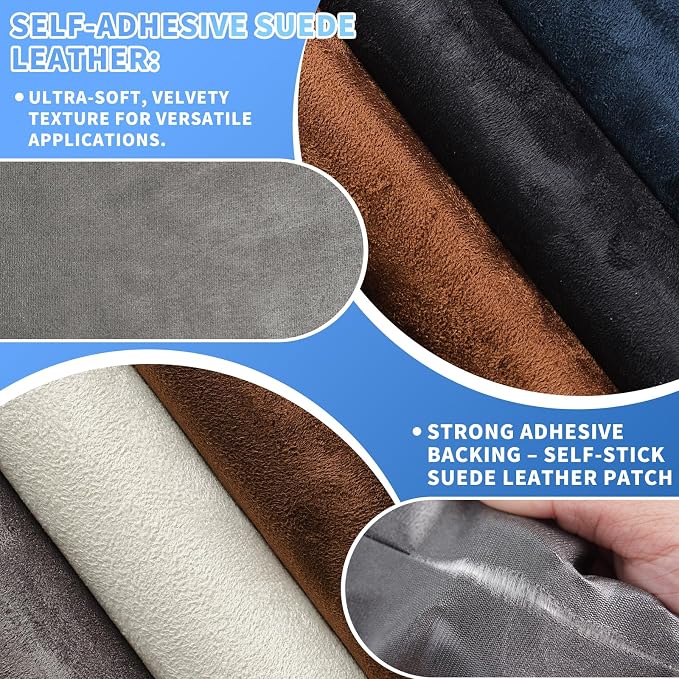 Suede Repair Patch, Large Faux Suede Leather Fabric，Self-Adhesive Fabric Patches for Furniture, Couch, Sofa, Car Interior, Shoes, Hand Bag, Jewelry Boxes ﻿ (Beige, 17x100inch)