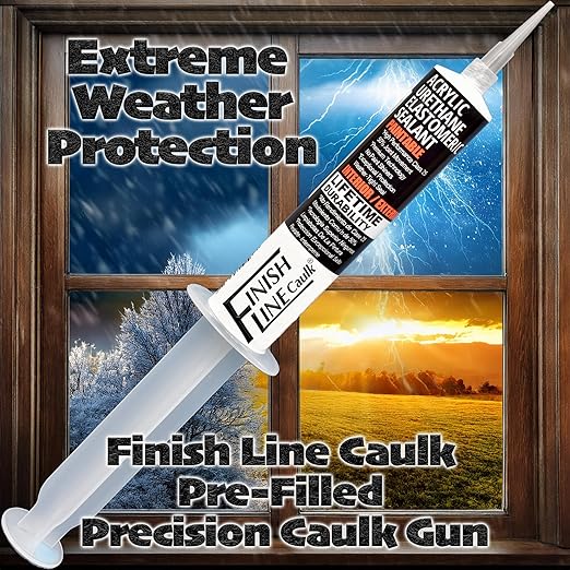 – Acrylic Urethane Elastomeric Sealant – Pre-Filled Precision Caulk Gun – Clear – 1 oz Tube – Flexible & Durable Sealant for Trim, Baseboards, and Small Cracks *Dries Translucent