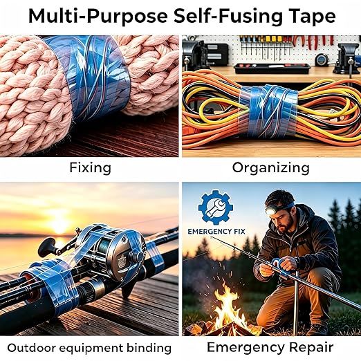 50ft Double Sided Self-Cling Amazing Tape, Non-Adhesive Reusable Vinyl Wrap Tape, Heavy Duty for Plumbing Repairs, Crafts, Sewing, Workshop and Daily Use(Total 50ft)