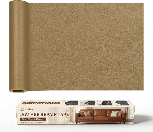 ONine Leather Repair Tape,Self Adhesive Leather Repair Patch,Leather Patches for Furniture,Sofa,Car Seats,Office Chair. Vinyl Repair Kit 8x48in(Gery Khaki)