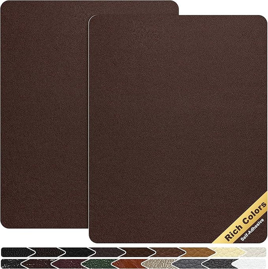 KING MOUNTAIN Leather Repair Patch,2 Packs 9 x 11 Inches self Adhesive Leather Repair Tape for Damaged Leather Furniture, Sofa Seating,Car Seats, Leather Goods（Coffee Brown）