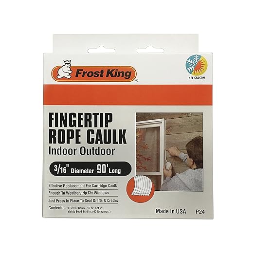 Frost King Fingertip Rope Caulk, 90' Long, 19 oz., Grey (Pack of 12)