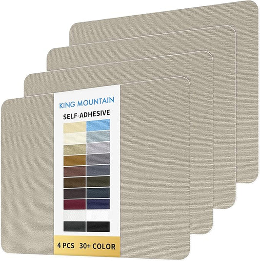 KING MOUNTAIN Canvas Repair Patch 9 x11 Inch 4 Pcs Self-Adhesive Waterproof Fabric Patch for Sofas, Tents, Furniture,Tote Bags, Car Seats (Grey2.0)