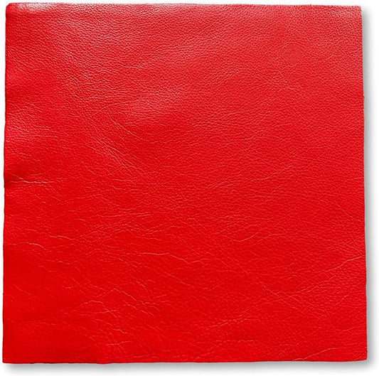 Natural Grain Cow Leathers: 12'' x 12'' Pre-Cut Leather Pieces (Red, 1 Piece)
