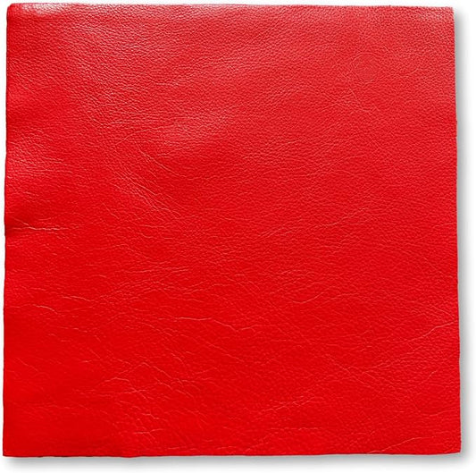 Natural Grain Cow Leathers: 12'' x 12'' Pre-Cut Leather Pieces (Red, 5 Pieces)
