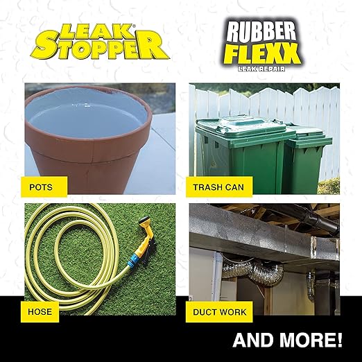 Leak Stopper Rubber Flexx – 18oz Waterproof Repair & Sealant Spray - Point & Spray to Seal Cracks, Holes, Leaks, Corrosion & More | Black – 3 cans