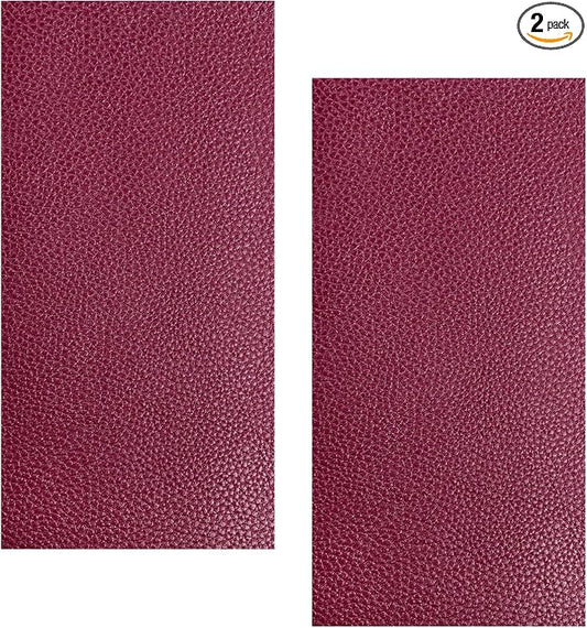 2 PCS Car Leather Repair Kit, 4×8 Inch Waterproof Self Adhesive Leather Repair Patches Kit, Super-Thin Cuttable PU Vinyl Patch Tape for Repairing Car Seats Sofas Chairs (Wine Red)