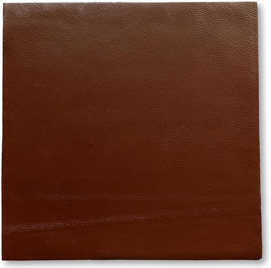 Natural Grain Cow Leathers: 12'' x 12'' Pre-Cut Leather Pieces (Brandy, 3 Pieces)