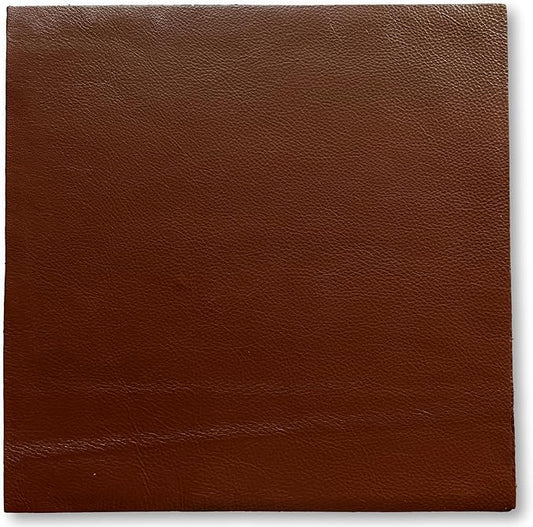 Natural Grain Cow Leathers: 12'' x 12'' Pre-Cut Leather Pieces (Brandy, 5 Pieces)