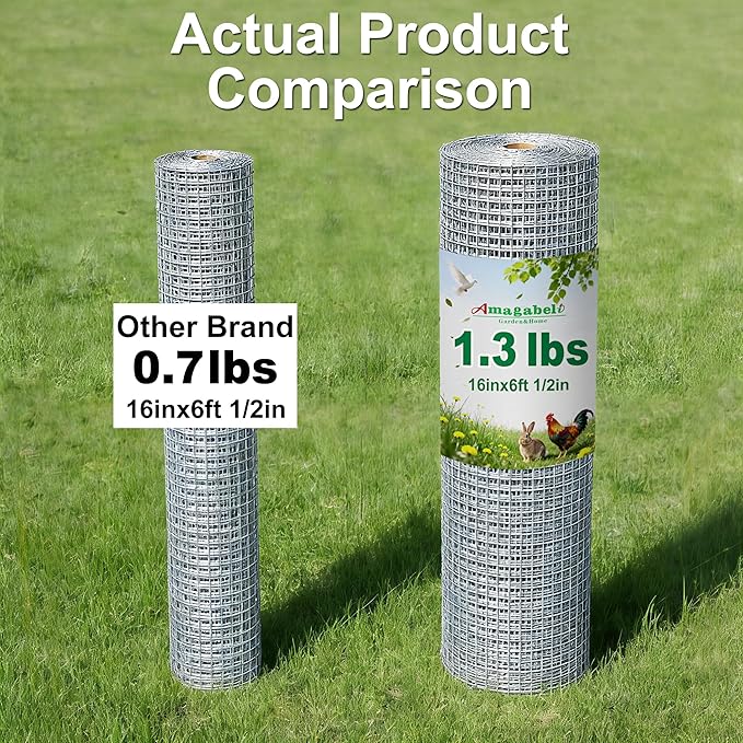 Amagabeli Ture 19 Gauge Hardware Cloth Chicken Wire 1/2 inch 16in x 6ft Double Galvanized Extra Thick Heavy Duty Welded Wire for Chicken Coop Animal Cage Garden Fence Pet Enclosure Window Vent