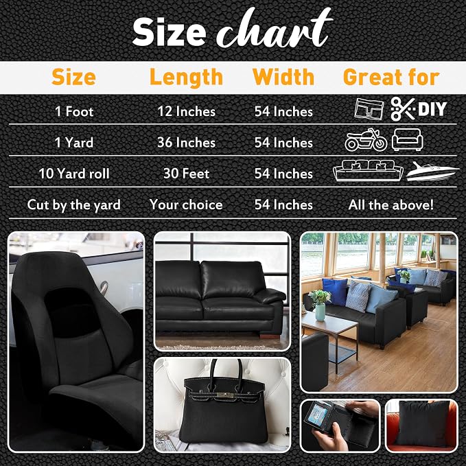 Marine Vinyl Upholstery Faux Leather: Meneng 10 Yard Roll Heavy Duty Boat Seat Vinyl Fabric - Waterproof & Scratch-Resistant for Furniture Sofa Repair