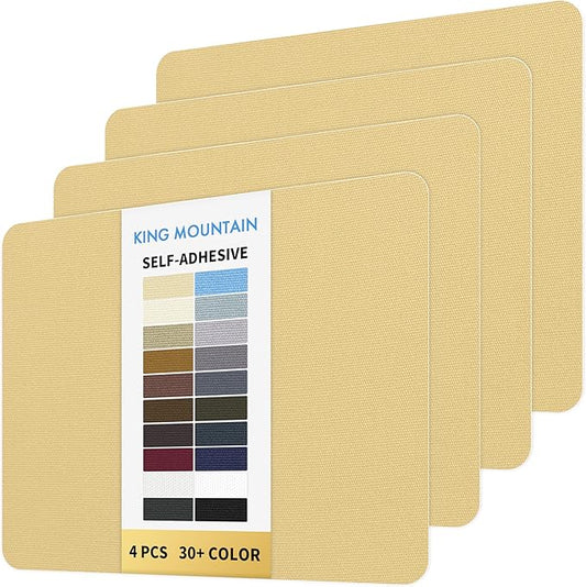 KING MOUNTAIN Canvas Repair Patch 9 x11 Inch 4 Pcs Self-Adhesive Waterproof Fabric Patch for Sofas, Tents, Furniture,Tote Bags, Car Seats (Beige-1)