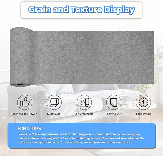KING MOUNTAIN Couch Fabric Repair Patch, Fabric Patches for Furniture, 4" x 63" Waterproof Velvet Repair Tape for Sofas, Car Seats, Furniture, Upholstery Fabrics and Velvet Goods. （Charcoal Grey）