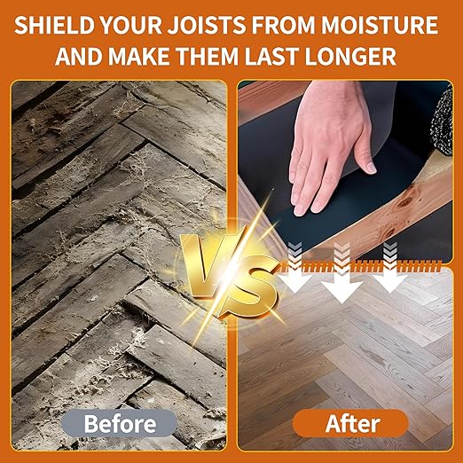 24 Pack Joist Tape for Decking 1-5/8" x 50', Weather-Resistant,Waterproof Seal Antiseptic Butyl Tape,Self-Adhesive Flashing Joist Tape for Wood Decks Beams Roof
