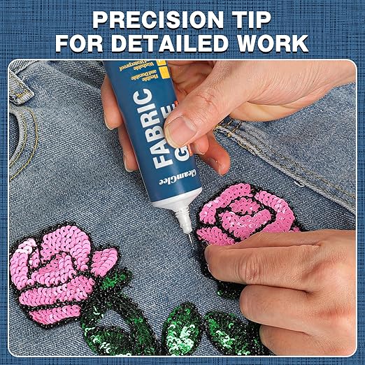 Fabric Glue Permanent, 150ml Extra Strong Fabric Adhesive, Washable Clear Clothing Glue for Clothes Repairs, Leather, Crafts, Upholstery, Material, Textile, Felt and Badges (3 x 50ml/1.76 oz)