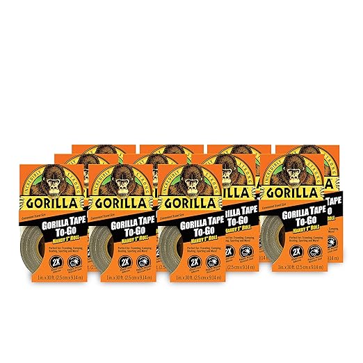 Gorilla 6100101-11 Duct Tape to-Go, 1" x 10 yd, Black, (Pack of 11), 11-Pack, 11 Piece