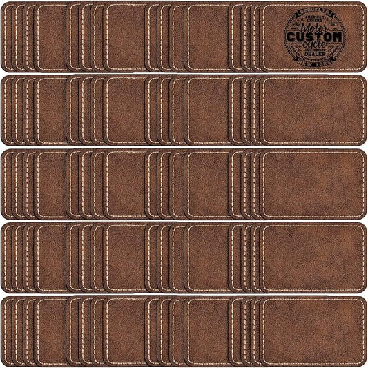80 Pack Blank Leather Patches with Adhesive, Rectangle Laser Engravable Faux Leatherette Patch for Hats Custom, Fabric Repair Sew, Engraving Materials, Gifts, DIY (Rustic, 3 x 2 in)